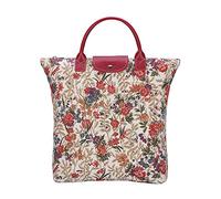 Signare Tapestry Foldable Tote Bag Reusable Shopping Bag Grocery Bag with Designs Inspired by V&A Collections (Flower Meadow; FDAW-FLMD)