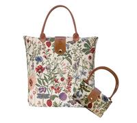 Signare Tapestry Foldable Tote Bag Reusable Shopping Bag Grocery Bag with Flower Art Design (Morning Graden, FOLD-MGD)