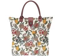 Signare Tapestry Foldable Tote Bag Reusable Shopping Bag Grocery Bag with William Morris Art Design (Pomegranate and Lemon, FOLD-POMEGRA)