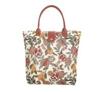 Signare Tapestry Foldable Tote Bag Reusable Shopping Bag Grocery Bag with William Morris Art Design (Pomegranate and Lemon, FOLD-POMEGRA)