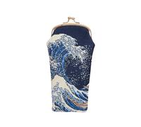 Signare Tapestry Glasses Case for Women Eyeglass Case with Fashion Pattern Design (Great Wave Off Kanagawa)