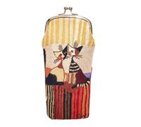 Signare Tapestry Glasses Case for Women Eyeglass Case with Fashion Pattern Design (Resina Cat Cappia)