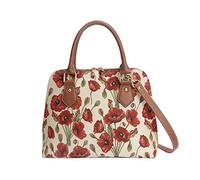 Signare Tapestry Handbags Shoulder bag and Crossbody Bags for women with Floral Design (Poppy, CONV-POP)