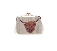 Signare Tapestry Highland Cow Collection Frame Coin Purse for Women - Double Compartment with Kiss Lock, Vegan-Friendly