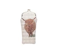 Signare Tapestry Highland Cow Collection Slim Glasses Pouch/Case for Single Pair, Fully Lined Prevent Scratching and Damage, Eco-Friendly & Vegan Friendly