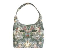 Signare Tapestry Hobo Shoulder bag slough purse for Women with Garden Design (Strawberry Thief Grey)