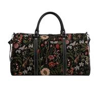 Signare Tapestry Holdall Travel Bag, Duffle Bag, Morning Garden Black | Large Holdall Bag with Zip Top, Inner Zip Pocket, 18 cm Handle Drop, Reinforced Base and 5 Studded Feet; 56 x 29 x 30 cm