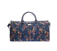 Signare Tapestry Large Duffel Bag Overnight Bags Weekend Bag for Women (Flower Meadow Blue, BHOLD-FLMDBL)