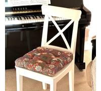Signare Tapestry Piano Chair Cushion, Strawberry Thief Red Pattern, 40 x 40 x 7 cm (Strawberry Thief Red, BOOST-MD-STRD)