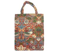 Signare Tapestry Reusable Grocery Eco-Friendly Shopping Tote Bag with William Morris Design (Strawberry Thief Red, ECO-STRD)
