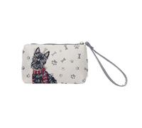 Signare Tapestry Scottie Dog Wristlet, Grey Canvas with Paw Print Pattern (Scottie, WRIS-Scottie)