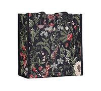 Signare Tapestry Shoulder Bag Shopping Bag for Women with Garden Flower and Creatures (Morning Garden Black)