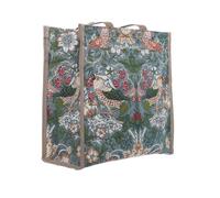 Signare Tapestry Strawberry Thief Tapestry Shopping Bag, William Morris Design, Grey and Blue Floral Pattern (Strawberry Theif Grey, SHOP-STGR)