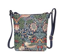 Signare Tapestry Small Crossbody Bag Sling Bag for Women Designs (Strawberry Thief Blue, SLING-STBL)