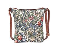 Signare Tapestry Small Crossbody Bag Sling Bag for Women with Vintage Designs (Golden Lily, SLING-GLILY)