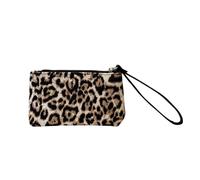 Signare Tapestry Squirrel Pattern Wristlet Clutch, Brown with Black Leather Strap (Leopard Print, WRIS-LEOPARD)