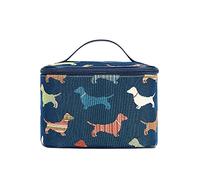Signare Tapestry Toiletry Bag Makeup Vanity Bag for Women with Garden Flower and Creatures (Dachshund, Toil-DACH)