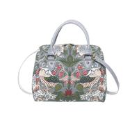 Signare Tapestry Top Handle Bag, Crossboday Bag and Shoulder bag (Strawberry Thief Grey)
