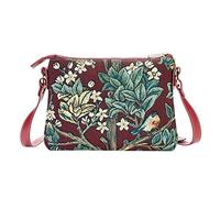 Signare Tapestry Tote Bag, Crossbody Bag and Cosmetic Makeup Bag for Women with William Morris Tree of Life in Blue backdrop (Crossbody Bag, Tree of Life Red)
