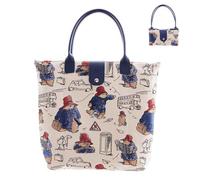Signare Tapestry Tote Bag, Foldable Design 18 different patterns (FOLD) (Paddington Bear)