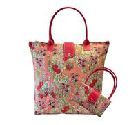 Signare Tapestry Tote Bag, Foldable Design 18 different patterns (FOLD) (Wild Strawberry)