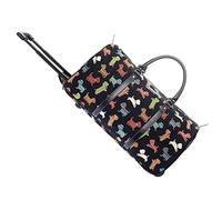 Signare Tapestry Travel Bag Overnight Bags Weekend Bag with Wheel for Women with Animal and Pet Design (Playful Puppy, (Pull-Puppy))