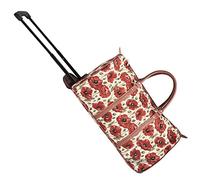 Signare Tapestry Travel Bag Overnight Bags Weekend Bag with Wheel for Women with Garden Flower and Creatures (Poppy, Pull-POP)