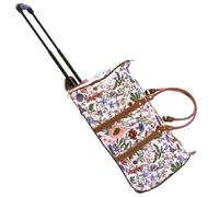 Signare Tapestry Travel Bag Overnight Bags Weekend Bag with Wheel for Women with Garden Flower and Creatures (Morning Garden, Pull-MGD)