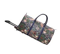 Signare Tapestry Travel Bag Overnight Bags Weekend Bag with Wheel for Women with William Morris Design (Strawberry Thief Blue, Pull-STBL)