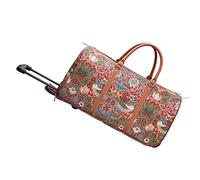 Signare Tapestry Travel Bag Overnight Bags Weekend Bag with Wheel for Women with William Morris Design (Strawberry Thief Red, Pull-STRD)
