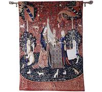 Signare Tapestry Wall Hanging Wall Art, Lady Unicorn Hearing, Hanging Only | 100% cotton woven tapestry, 100 x 138 cm; Hanging Only, rod not included. Decorative wall art; wipe clean with damp cloth.