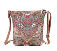 Signare Tapestry Women Lightweight Sling Cross Body Satchel Bag William Morris Strawberry Thief Red (SLING-STRD)(Size: Small)