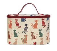 Signare Tapestry Women Toiletry Make-Up Bag Cheeky Cat (TOIL-CHEKY)(Size: Small)