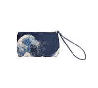 Signare Tapestry Wristlet Clutch with Leather Strap (WRIS- (Great Wave Off Kanagawa)