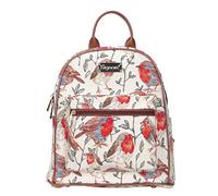 Signare Travel Backpack, School Bag, Adjustable Straps, Fully Zipped, Robin | Tapestry Travel Backpack with Front Zip Pocket, Adjustable Straps, 4 Inner Pockets; 26 x 28 x 14 cm, 0.5 kg, Vegan PU Trim