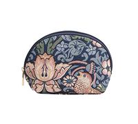 Signare Travel Makeup Bag, Toiletry Bag, Compact Zip, Strawberry Thief Blue | 100% Tapestry Polyester Cosmetic Bag, Zip Closure, 21 x 14 x 7 cm, Lightweight 150 g, Ideal for Makeup, Toiletries & Travel