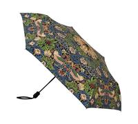 Signare UV Umbrella for Sun Protection SPF 50, Automatic Folding Rain & Sun Umbrella with One-Button Open and Close Mechanism, Lightweight and Compact Design - Strawberry Thief Blue (UM-AUTO-STBL)