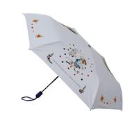 Signare UV Umbrella for Sun Protection SPF 50, Automatic Folding Rain & Sun Umbrella with One-Button Open and Close Mechanism, Lightweight and Compact Design - Alice in Wonderland (UM-AUTO-AIW-TEA)