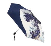 Signare UV Umbrella for Sun Protection SPF 50, Automatic Folding Rain & Sun Umbrella with One-Button Open and Close Mechanism, Great Wave off Kanagawa Hokusai Art, The British Museum (UM-AUTO-BM-WAVE)