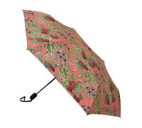 Signare UV Umbrella for Sun Protection SPF 50, Automatic Folding Rain & Sun Umbrella with One-Button Open and Close Mechanism, Lightweight and Compact Design -Wild Strawberry (UM-AUTO-WLSTRW)