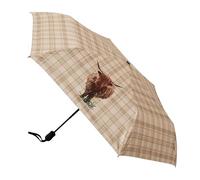 Signare UV Umbrella for Sun Protection SPF 50, Automatic Folding Rain & Sun Umbrella with One-Button Open and Close Mechanism, Lightweight and Compact Design -Highland Cow (UM-AUTO-HLCOW)