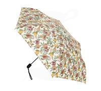 Signare UV Umbrella for Sun Protection SPF 50, Automatic Folding Rain & Sun Umbrella with One-Button Open and Close Mechanism, Lightweight and Compact Design -Pomegranate and Lemon (UM-AUTO-POMEGRA)