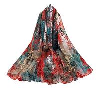 Signare Watercolour Satin Scarf Light Weight Silk Scarf for Women