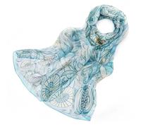 Signare Women's 100% Silk Scarf William Morris Pomegranate & Lily in Blue Signare Blue One Size