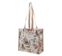 Signare Women's Beatrix Potter Peter Rabbit Tapestry Shopper Tote Bag in Beige Signare Beige