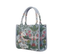 Signare Women's City Small Bag Tapestry Shoulder Bag With Adjustable Strap Small Size for Work School Travel Shopping (British Museum Chinoiserie Design, CITYSM-BM-CHINO) (Strawberry Thief Grey)