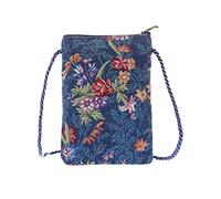 Signare Women's Floral Tapestry Mini Crossbody Phone Bag, Small Blue