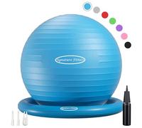 Fitvids Balance Ball with Inflatable Ring Base Kits, 65cm 26-inch Anti-Burst and Slip Resistant Exercise Yoga Chair for Home or Office Desk, Includes Air Pump, Blue