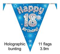 Signature Balloons Oaktree 631342 18th Birthday Blue Bunting - 3.9m (1)