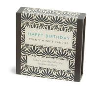Signature Collection - Happy Birthday (Vintage). 12 x Twenty Minute Candles with a Ceramic Holder.
